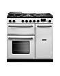 Rangemaster AURA90DFP/19275 90Cm Dual Fuel Range Cooker - White With Onyx Trim