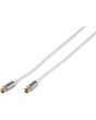 Vivanco 43151 Coaxial Male To Female Cable 2M 90Db White With Adaptor To Male