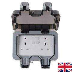 B.G WP22 Ip66 13A 2-Gang Dp Weatherproof Outdoor Switched Socket