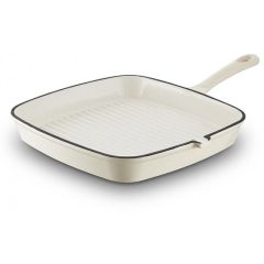 Barbary + Oak BO800257CRM Foundry 23Cm Cast Iron Grill Pan Camembert Cream
