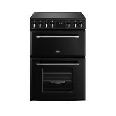 Belling 444411810 Farmhouse 60E Ceramic Electric Cooker With Double Oven, Black, A Rated