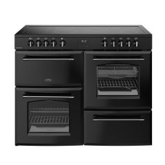 Belling 444411835 Farmhouse 110E 110Cm Wide Electric Range Cooker With Ceramic Hob - Black - A/A Rat