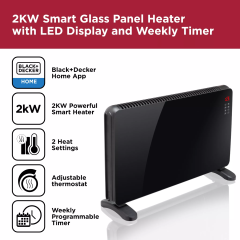 Black + Decker BXCV41011GB 2Kw Smart Glass Panel Heater
