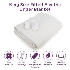 Carmen C81146 King Size, Dual Control Fitted Washable Electric Blanket