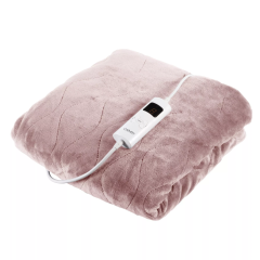 Carmen C81148PINK Fleece Luxury Electric Heated Throw And Over Blanket Pink