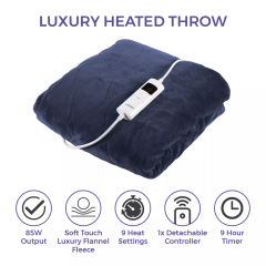 Carmen C81184BLUE Fleece Luxury Electric Heated Throw And Over Blanket Blue