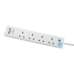Dencon Accessories Ltd 9484AS 13A 2M 4 Gang Extension Lead With 2 USB Sockets