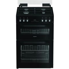 Hotpoint HDG6GDCB1 60cm Gas Double Cooker with Glass Lid - Black