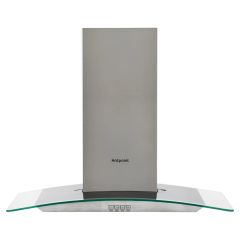 Hotpoint PHGC74FLMX 70Cm Curved Glass Hood - Button Control - Stainless Steel With Dishwashable Alum
