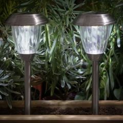 Noma 9018081 Stainless Steel Twin Pack Solar Lanterns