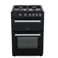 Rangemaster PROPL60NGFBL/C Professional Plus 60Cm Black With Chrome Trim Gas Cooker With Double Oven