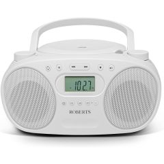 Roberts Radio Ltd ZOOMBOXFMW Fm/Am Radio, Top Loading CD Player In White 