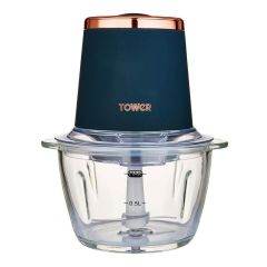 Tower T12058MNB Cavaletto 350W 1L Glass Mini Chopper Blue And Rose Gold
