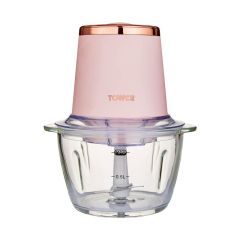 Tower T12058PNK Cavaletto 350W 1L Glass Mini Chopper Pink And Rose Gold