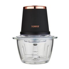 Tower T12058RG Cavaletto 350W 1L Glass Mini Chopper Black And Rose Gold