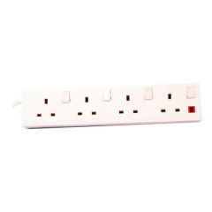 Tower TF5142 13A 2M 230V 4 Gang Extension Lead White Indiv Switched