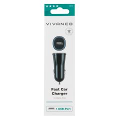 Vivanco 36256 USB 21A USB Fast Car Charger 2.1A - Black