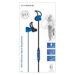 Vivanco 37297 Sport Earphone With Microphone, Black/Blue
