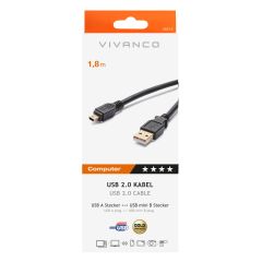 Vivanco 45213 CC U6 18M USB 2.0 CERT CABLE PLUG A-PLUG MINI B 1.8M