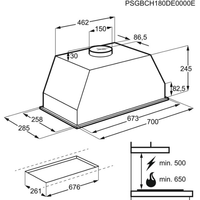 Aeg DGB3850M 70Cm Wide Canopy Hood - Stainless Steel - C Rated