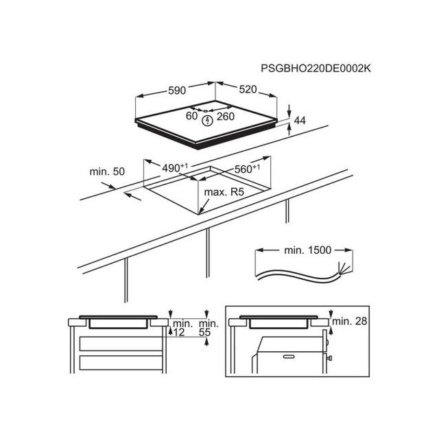 Aeg IAE64411FB 59Cm Induction Hob - Black
