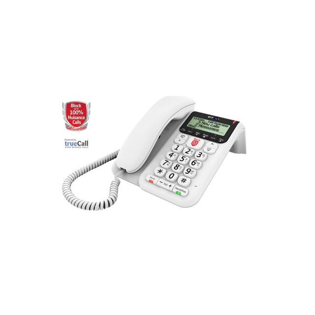 B.T 083154 Decor 2600 Corded Telephone With Answer Machine - White