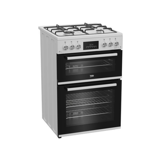 Beko EDG6231W 60Cm Double Oven Gas Cooker With Gas Hob - White