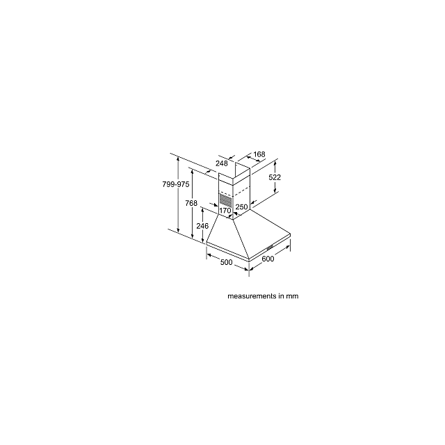 Bosch DWP64BC50B Pyramid Chimney Extractor Hood