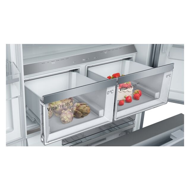 Bosch KFF96PIEP American Fridge Freezer, Plumbed, Stainless Steel, E Rated