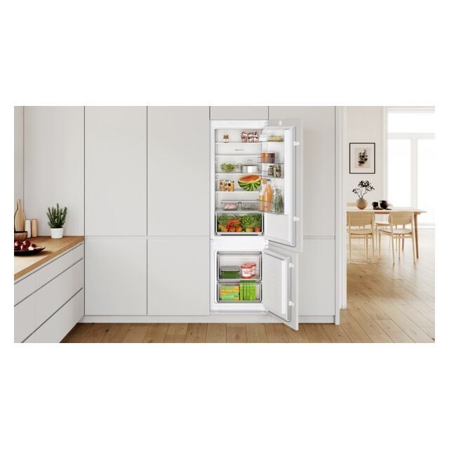 Bosch KIV87NSE0G Fully Integrated 70/30 Fridge Freezer Low Frost With Sliding Hinge - E Rated