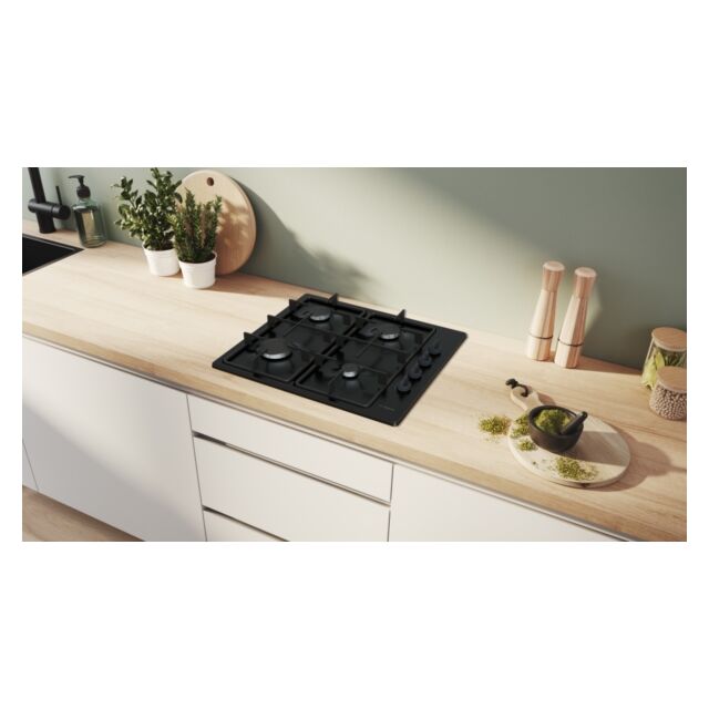 Bosch PBP6B6K60 60Cm 4 Burner Gas Hob - Black