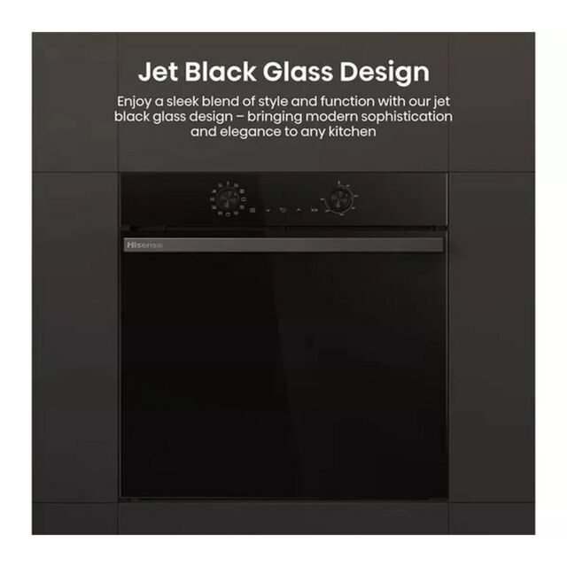 Hisense BI622ABPGUK Built In Electric Single Steam, Plug + Play Oven - Jet Black