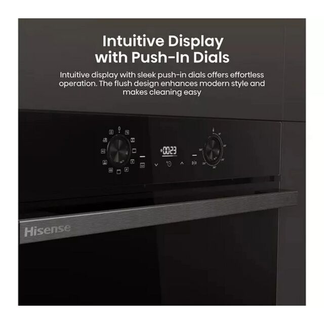 Hisense BI622ABPGUK Built In Electric Single Steam, Plug + Play Oven - Jet Black