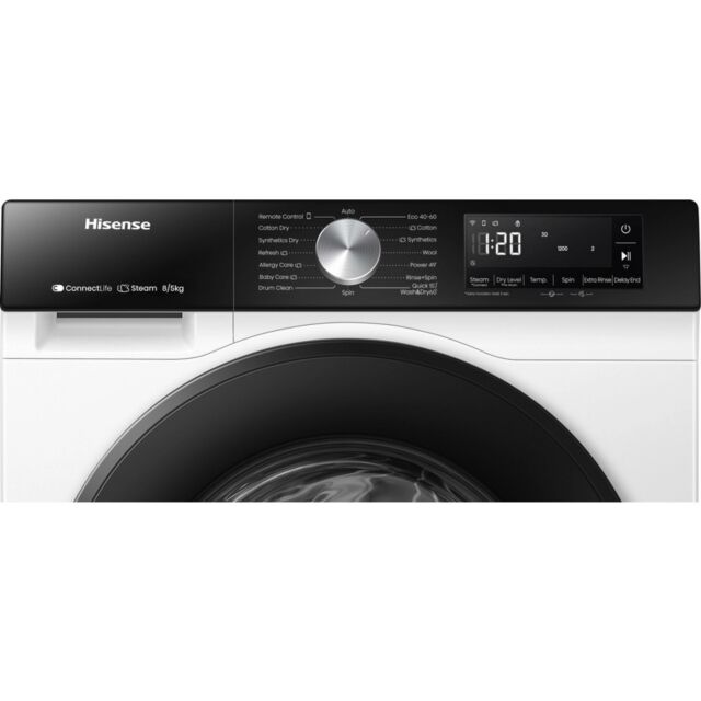 Hisense WD3S8043BW3 Wifi-Enabled 8Kg/5Kg 1400 Spin Washer Dryer - White