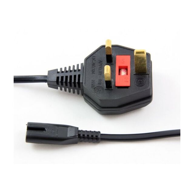 Lee Godbold Ltd ML1/MP Fig 8 Mains Lead With Moulded Plug 3Amp - 1.9M