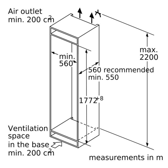 Neff GI7812EE0G Built-In Freezer, 177.2 X 55.8 Cm, Flat Hinge