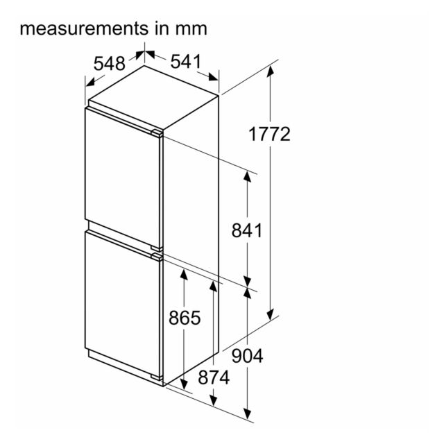 Neff KI7851FE0G Fully Integrated 50/50 Fridge Freezer Frost Free With Fixed Hinge - E Rated