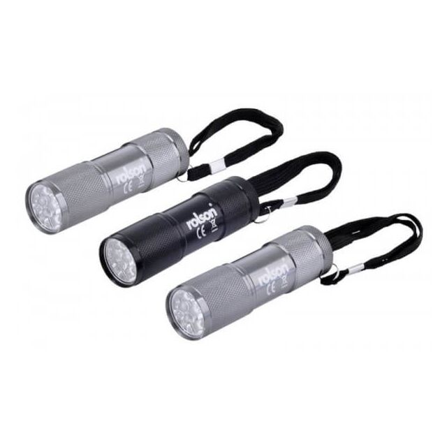 Rolson 61760 3 Piece 9 Led Aluminium Torch Set
