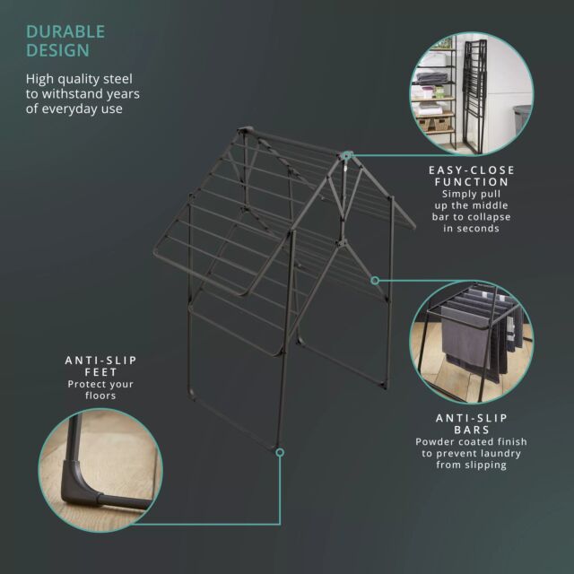 Swan SWLC1000BLKN Stealth Easy-Close Collapsible Clothes Airer
