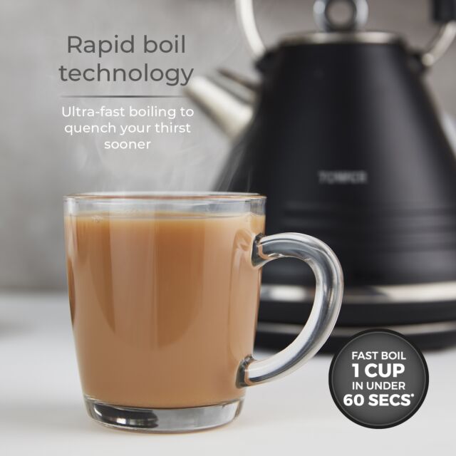 Tower T10074BLK Ash 1.7L Pyramid Kettle Black