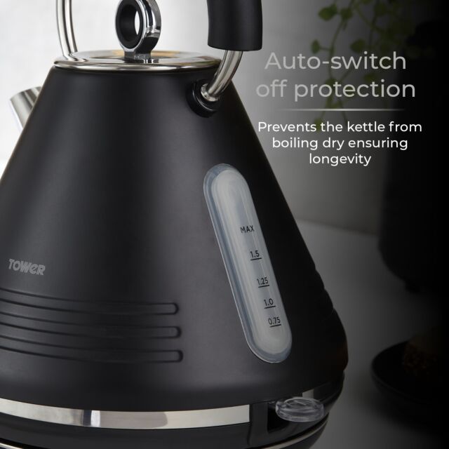 Tower T10074BLK Ash 1.7L Pyramid Kettle Black