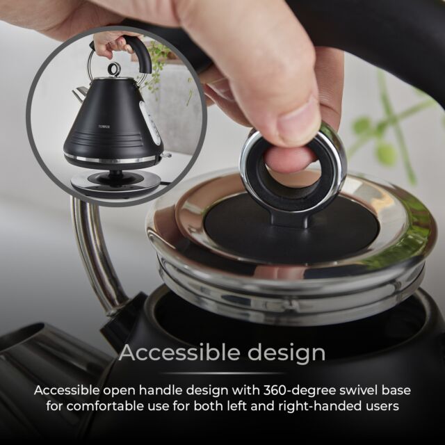 Tower T10074BLK Ash 1.7L Pyramid Kettle Black