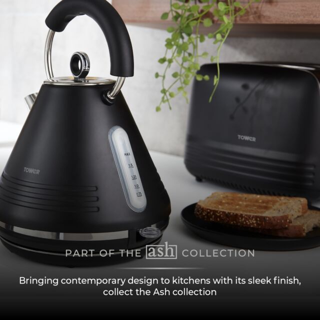 Tower T10074BLK Ash 1.7L Pyramid Kettle Black
