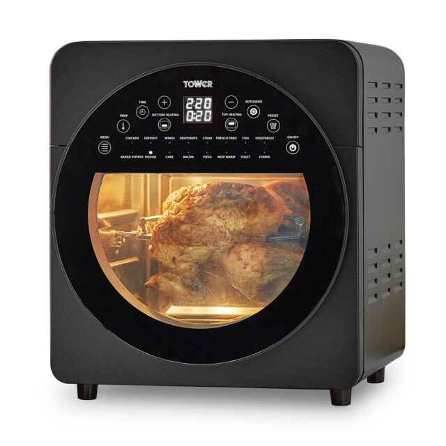 Tower T17051BLK Vortx Xl 14.5L 5-In-1 Digital Air Fryer Oven With Rotisserie Black