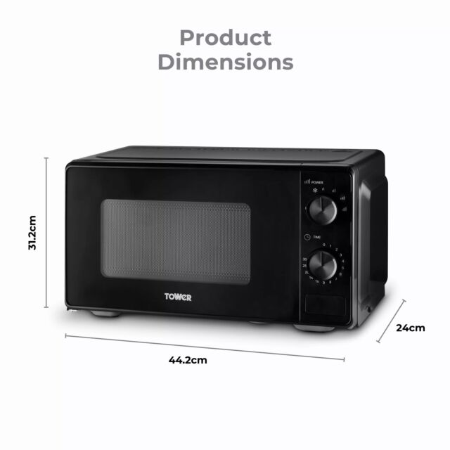 Tower T24044BLK 20 Litre 800W Manual Microwave Black