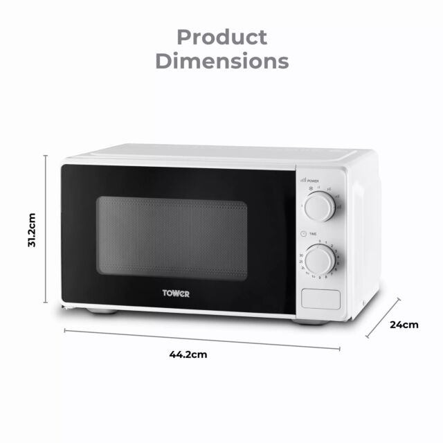Tower T24044WHT 20 Litre 800W Manual Microwave White