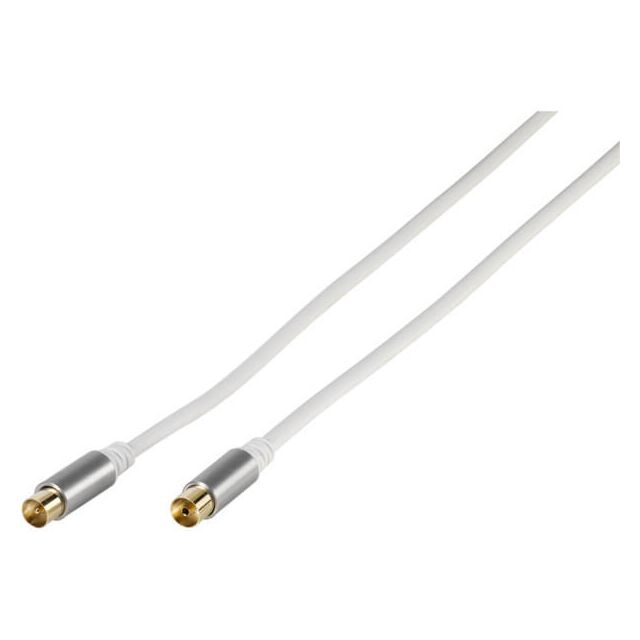 Vivanco 43151 Coaxial Male To Female Cable 2M 90Db White With Adaptor To Male