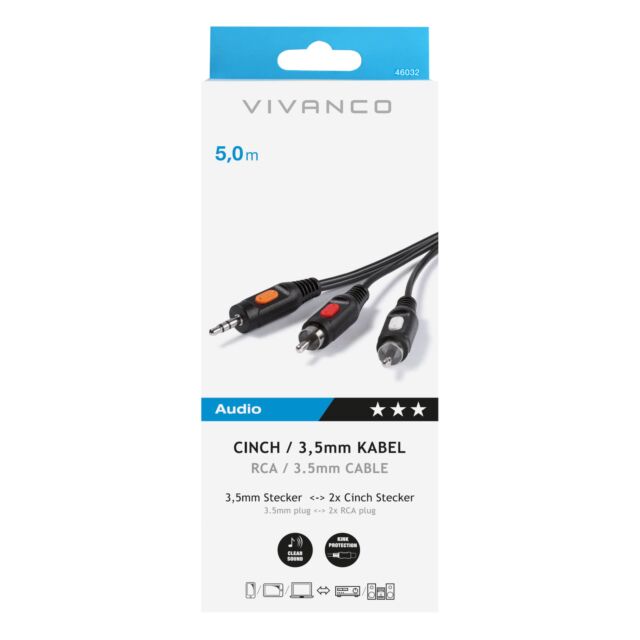 Vivanco 46032 46/04 50 3.5MM - 2 x RCA CONNECTION 5M