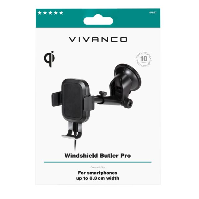 Vivanco 61637 CAR HOLDER FOR SMARTPHONE - BUTLER PRO, WIRELESS CHARGING