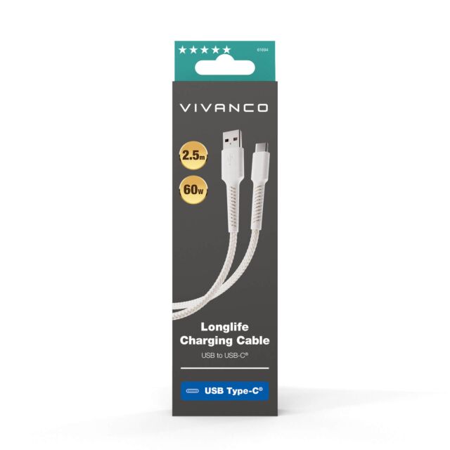 Vivanco 61694 Longlife USB Type-C™ Connection, 2.5M